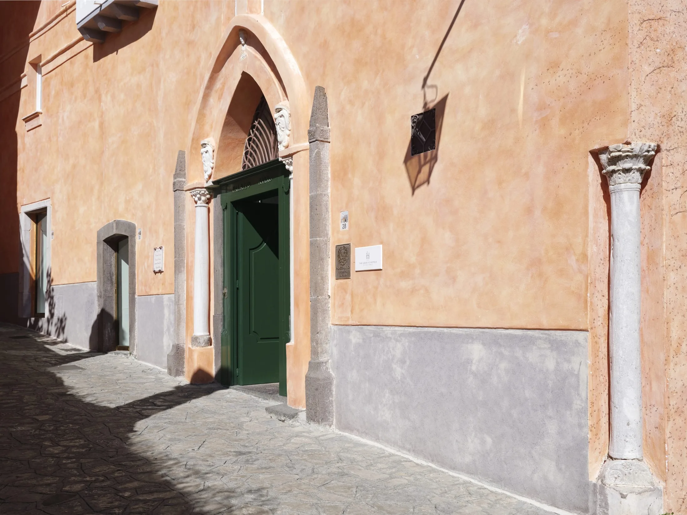 Palazzo Avino in Ravello: the peach palazzo entrance